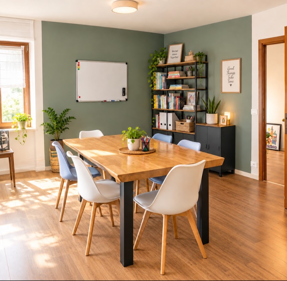 Aula per corsi di inglese e coffee corner di Move On Lab